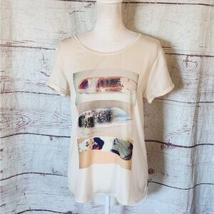 Maison Scotch J'adore Mon Tee Feather Short Sleeve T-shirt Size 3/Large
